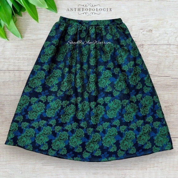 Anthropologie NWT metallic floral a-line midi skirt *shop@iamwarrior - Picture 5 of 12